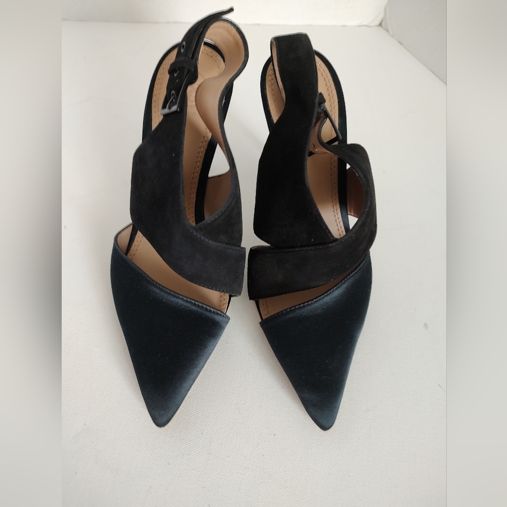 Tory Burch Black Pointed Toe Slingback Heels